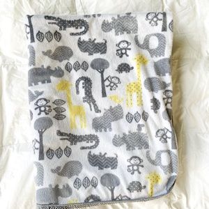 Jungle Animal Baby Blanket (yellow and gray)